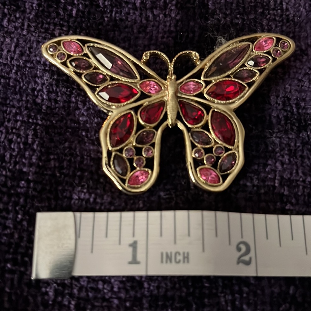 *Purple, Red and Pink Stone Butterfly Brooch - Picture 4 of 4